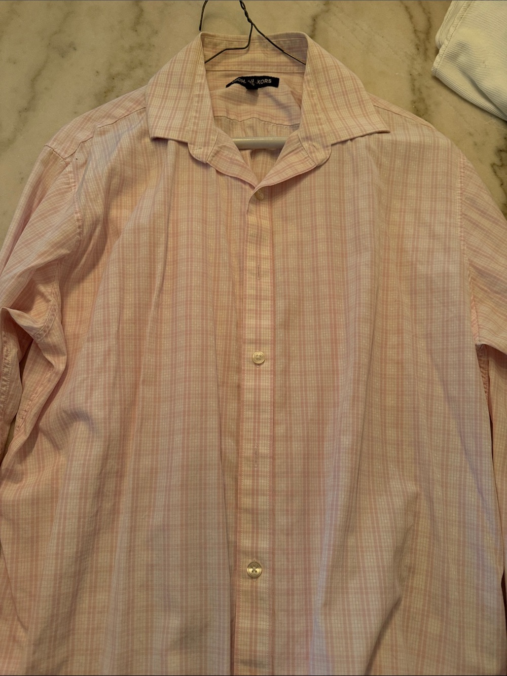 Michael Kors Pink Plaid Long-Sleeve Dress Shirt